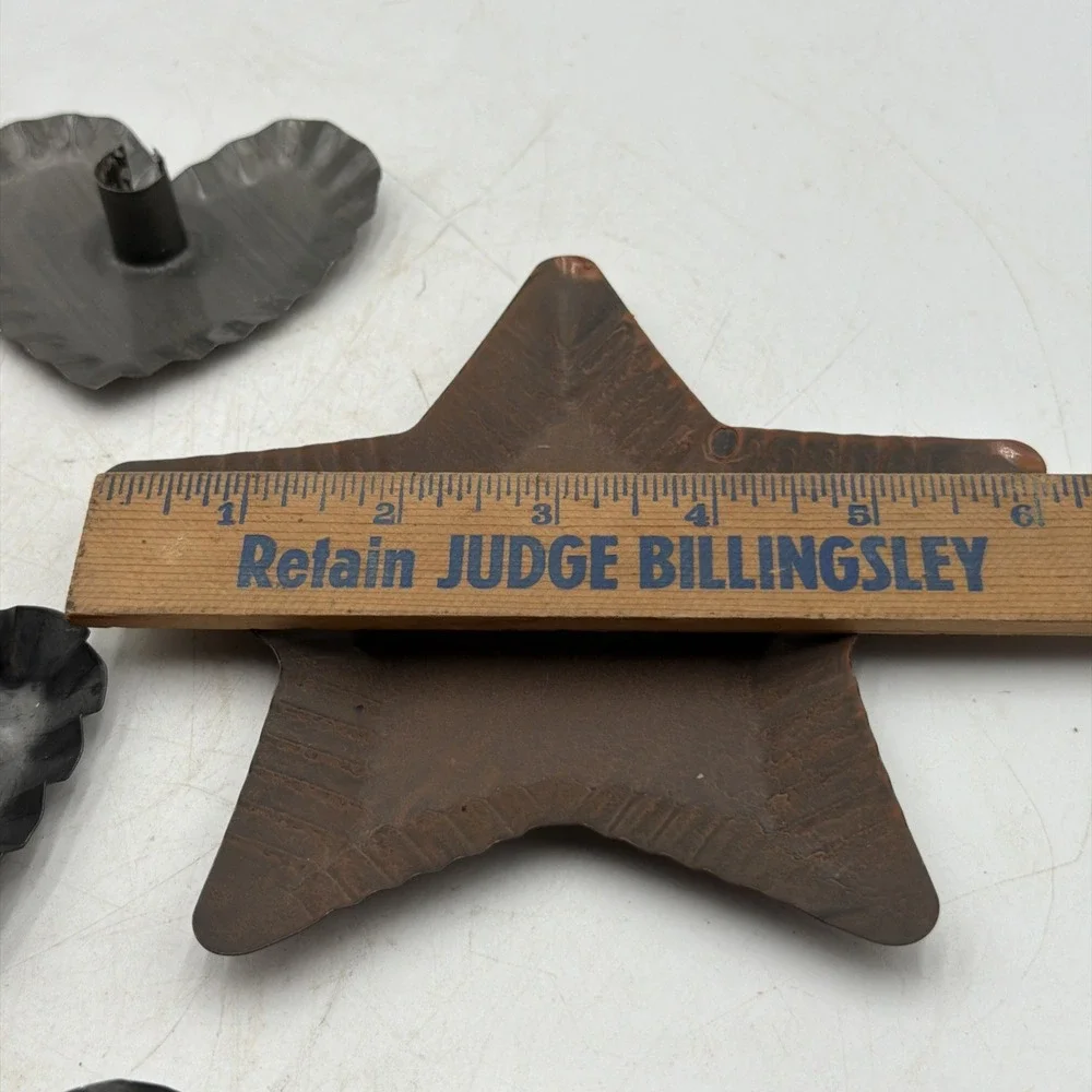 Vintage Primitive Chamber Stick Tin Candle Holder Finger Rustic  Lot Of 4